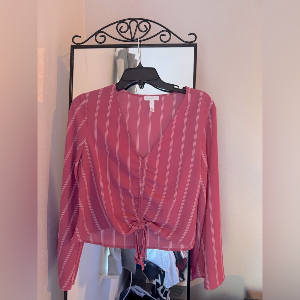 Pink and white striped cropped top